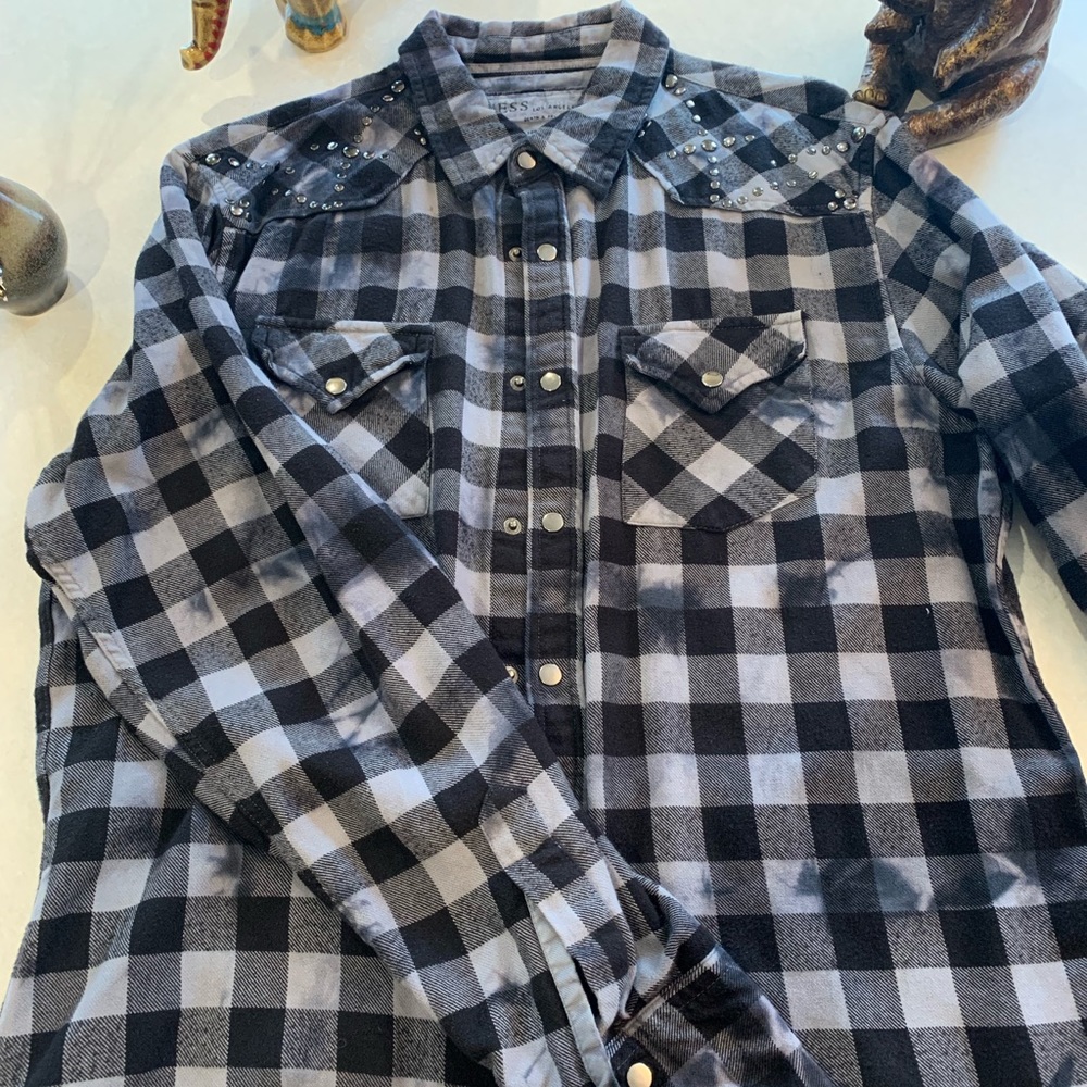 Guess Long-Sleeve black and grey cotton shirt